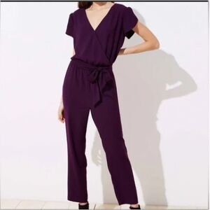 Loft Petal-Sleeve Purple Jumpsuit